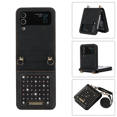 Three-fold RFID Leather Phone Case with Lanyard, For Samsung Galaxy Z Flip3 5G, For Samsung Galaxy Z Flip4, For Samsung Galaxy Note20 Ultra, For Samsung Galaxy S20