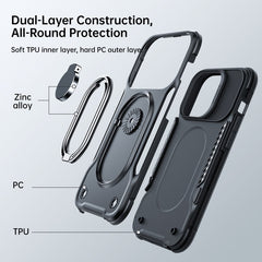 JOYROOM PC + TPU Dual-layer Shockproof Phone Case with Rotating Holder, For iPhone 14 Pro