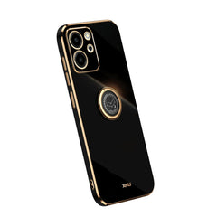 XINLI Straight Edge Electroplate TPU Phone Case with Ring, For Honor 80 SE 5G