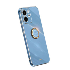 XINLI Straight Edge Electroplate TPU Phone Case with Ring, For Honor 80 SE 5G