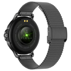 CF12 1.2 inch Waterproof Smart Steel Strap Wristband Support Heart Rate Monitoring / Blood Pressure Monitoring, CF12 Steel Strap (Black)