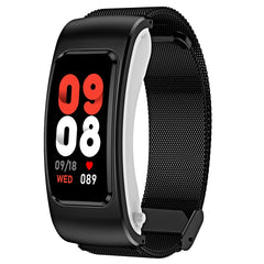 K60 1.08 inch Steel Band Earphone Detachable Life Waterproof Smart Watch Support Bluetooth Call, Steel Band (Black)