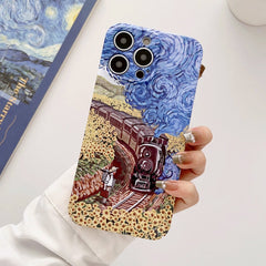 Precise Hole Oil Painting Glossy PC Phone Case, For iPhone 14, For iPhone 14 Plus, For iPhone 14 Pro, For iPhone 14 Pro Max, For iPhone 13, For iPhone 13 Pro, For iPhone 13 Pro Max, For iPhone 12