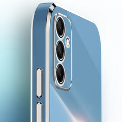 XINLI Straight Edge 6D Electroplate TPU Phone Case with Ring Holder, For Samsung Galaxy A15, For Samsung Galaxy A55, For Samsung Galaxy A35 5G