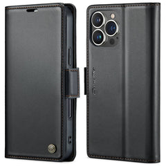 CaseMe 023 Butterfly Buckle Litchi Texture RFID Anti-theft Leather Phone Case, For iPhone 15 Pro Max, For iPhone 14, For iPhone 15 Pro, For iPhone 14 Plus