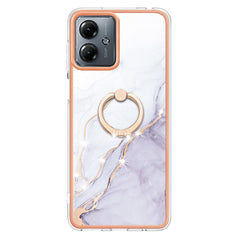Electroplating Marble IMD TPU Phone Case with Ring Holder, For Motorola Moto G14, For Motorola Moto E13, For Motorola Moto G53 5G