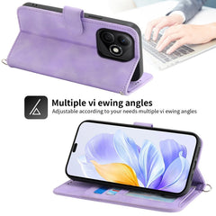 Skin Feel Flowers Embossed Wallet Leather Phone Case, For Honor X60i, For Honor X6b, For Honor 200 Lite Global, For Honor Magic6 Pro