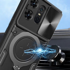 CD Texture Sliding Camshield Magnetic Holder Phone Case, For Motorola Edge 50 Pro Global, For Motorola Moto G24 Power, For Motorola Moto E13, For Motorola Moto E22 / E22i