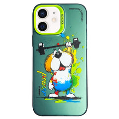 Double Layer Color Silver Series Animal Oil Painting Phone Case, For iPhone 12