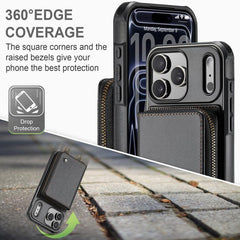 JEEHOOD C22 Series Zipper Wallet Leather Phone Case with Dual Lanyard, For iPhone 17 Pro Max, For iPhone 17 Pro, For iPhone Air, For iPhone 16 Pro Max