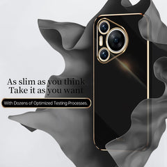 XINLI Straight 6D Plating Gold Edge TPU Phone Case, For Huawei Pura 70