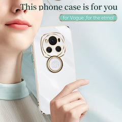 XINLI Straight 6D Plating Gold Edge TPU Shockproof Case with Ring Holder, For Honor Magic6 5G