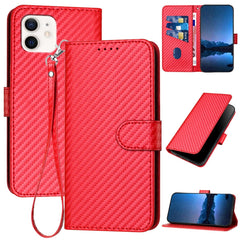 YX0070 Carbon Fiber Buckle Leather Phone Case with Lanyard, For iPhone 12 mini, For iPhone 11 Pro Max, For iPhone 11