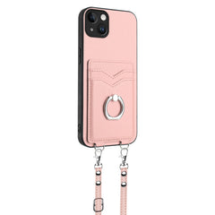 R20 Crossbody Rope Ring Card Holder Phone Case, For iPhone 14 Plus, For iPhone 14, For iPhone 14 Pro, For iPhone 14 Pro Max