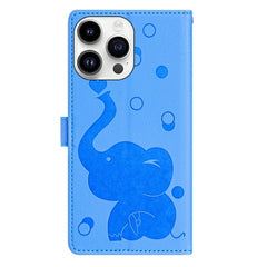 Cartoon Elephant Embossed Leather Phone Case, For iPhone 15 Pro Max, For iPhone 15 Pro, For iPhone 15 Plus, For iPhone 15