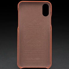 For iPhone X / XS QIALINO Shockproof Cowhide Leather Protective Case