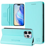 RC01 Dual-Folded Magnetic Suction RFID Leather Phone Case, For iPhone 15 Pro Max, For iPhone 15 Pro, For iPhone 15 Plus