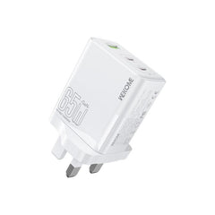 WK WP-U66 Kinkong 65W Dual USB-C / Type-C + USB GaN Fast Charger, UK Plug, US Plug, EU Plug