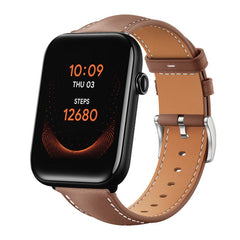 xDfind Flat Head Black Shark Fine Grain Leather Watch Band, 20mm For Ticwatch GTH / E3 / E / 2, 22mm For Ticwatch Pro X / Pro3 / Pro / GTX / E2