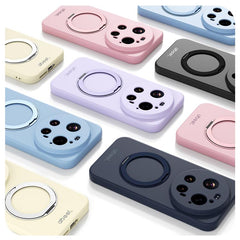 ABEEL Skin-friendly Feel Magnetic Liquid Silicone Phone Case with Holder, For Xiaomi 17 Ultra, For Xiaomi 17 Pro Max, For Xiaomi 17 Pro, For Xiaomi 17