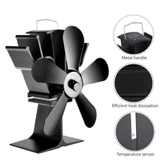 YL602 5-Blade High Temperature Metal Heat Powered Fireplace Stove Fan, YL602 (Bronze), YL602 (Grey), YL602 (Gold), YL602 (Rose Red), YL602 (Silver), YL602 (Black)