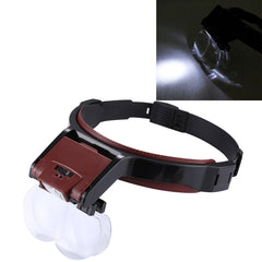 Multi-function Adjustable Maintenance Dentistry Reading Head Magnifier with 2 LED Light & 4 Lenses (1.7X, 2X, 2.5X, 4X), 5 Lens 1.0X-3.5X (Black)