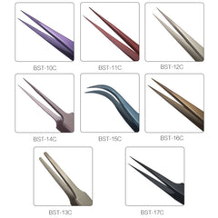 BEST BST-17C Newest Extra Long Precision Stainless Steel Eyelash Extension Volume Tweezers, BST-17C