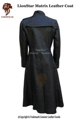 Men's Matrix Gothic Leather Trench Coat | Premium Cowhide | Full Length | Cyberpunk Style