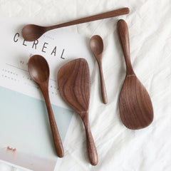 LINSBAYWUC Black Walnut Wooden Spoon Heatproof Japan Style For Home Cooks Premium Quality
