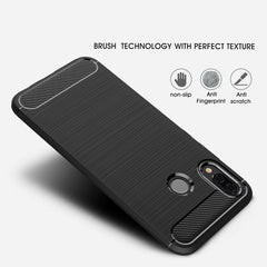 For Huawei P20 Lite Brushed Texture Carbon Fiber Shockproof TPU Protective Back Case , Huawei P20 Lite