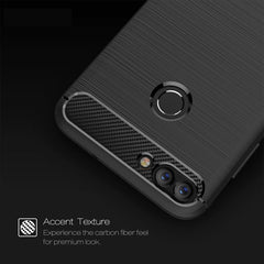 For Huawei P smart / Enjoy 7S Brushed Texture Carbon Fiber Shockproof TPU Protective Back Case, For Huawei P smart / Enjoy 7S