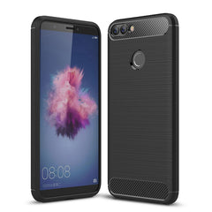 For Huawei P smart / Enjoy 7S Brushed Texture Carbon Fiber Shockproof TPU Protective Back Case, For Huawei P smart / Enjoy 7S