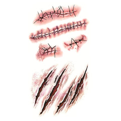 10pcs S-165 Halloween Terror Wound Realistic Scratches Injury Scar Temporary Tattoo Sticker, S-165/10pcs
