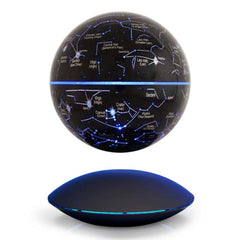 6 inch Rotation Illuminating English Magnetic Levitation Globe Office Crafts Ornaments, EU Plug, Black EU Plug, Baby Blue EU Plug