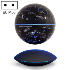 6 inch Rotation Illuminating English Magnetic Levitation Globe Office Crafts Ornaments, EU Plug, Black EU Plug, Baby Blue EU Plug