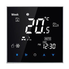 BAC-2000 Central Air Conditioning Type Touch LCD Digital 2-pipe Fan Coil Unit Room Thermostat, Display Fan Speed / Clock / Temperature / Time / Week / Heat etc., BAC-2000 (Black), BAC-2000 (White)