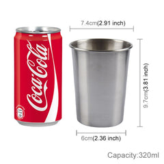 320ml Single Wall Electropolished Stainless Steel Brief Wine Cup(Silver), 320ml