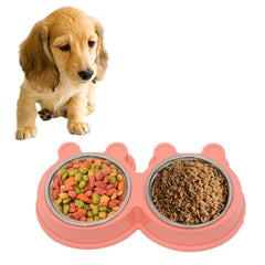 2 in 1 Stainless Steel Bowls, Anti-slippery Mat Cartoon Shape Detachable Pets Bowls, Random Color Delivery, 2 in 1 Cartoon Shape Pets Bowls