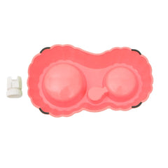 Pumpkin Shape Dog Cat Food Dish + Drinking Water Double Bowls with Automatic Water Dispenser, Size: S, Size: S Magenta, Size: S Green