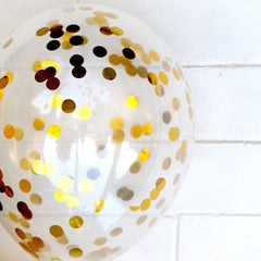 5 PCS 12 inch Transparent Gold Sequins Confetti Balloons, Holiday Party Wedding Decoration Confetti Balloons, Random Style Delivery, 12 inch Sequins Confetti Balloons