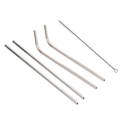 4pcs Reusable Stainless Steel Drinking Straw + Cleaner Brush Set Kit, 215*8mm, 215*8mm (Combination)