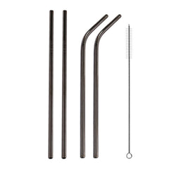 4pcs Reusable Stainless Steel Drinking Straw + Cleaner Brush Set Kit, 266*6mm, 266*6mm (Combination)