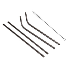 4pcs Reusable Stainless Steel Drinking Straw + Cleaner Brush Set Kit, 266*6mm, 266*6mm (Combination)