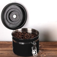 800ml Stainless Steel Sealed Food Coffee Grounds Bean Storage Container with Built-in CO2 Gas Vent Valve & Calendar