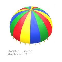 5m Children Outdoor Game Exercise Sport Toys Rainbow Umbrella Parachute Play Fun Toy with 12 Handle Straps for Families / Kindergartens / Amusement Parks, 5m 12 Handle Straps