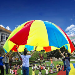7m Children Outdoor Game Exercise Sport Toys Rainbow Umbrella Parachute Play Fun Toy with 16 Handle Straps for Families / Kindergartens / Amusement Parks, 7m 16 Handle Straps