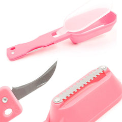 2 PCS Kitchen Essential Fish Scraper Fish Scale Planing Knife with Cover, 20x5.2cm Pink, 20x5.2cm Green, 20x5.2cm Blue
