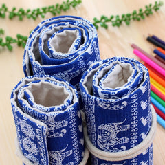72 Slots Cosmic Galaxy Print Pen Bag Canvas Pencil Wrap Curtain Roll Up Pencil Case Stationery Pouch, 72 Slots