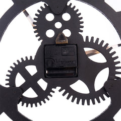 Retro Wooden Round Single-sided Gear Clock Number Wall Clock, Diameter: 58cm, Number 58, Number 58cm