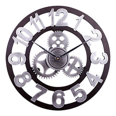 Retro Wooden Round Single-sided Gear Clock Arabic Number Wall Clock, Diameter: 70cm, Number 70cm